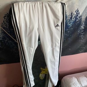 White Addias track pants